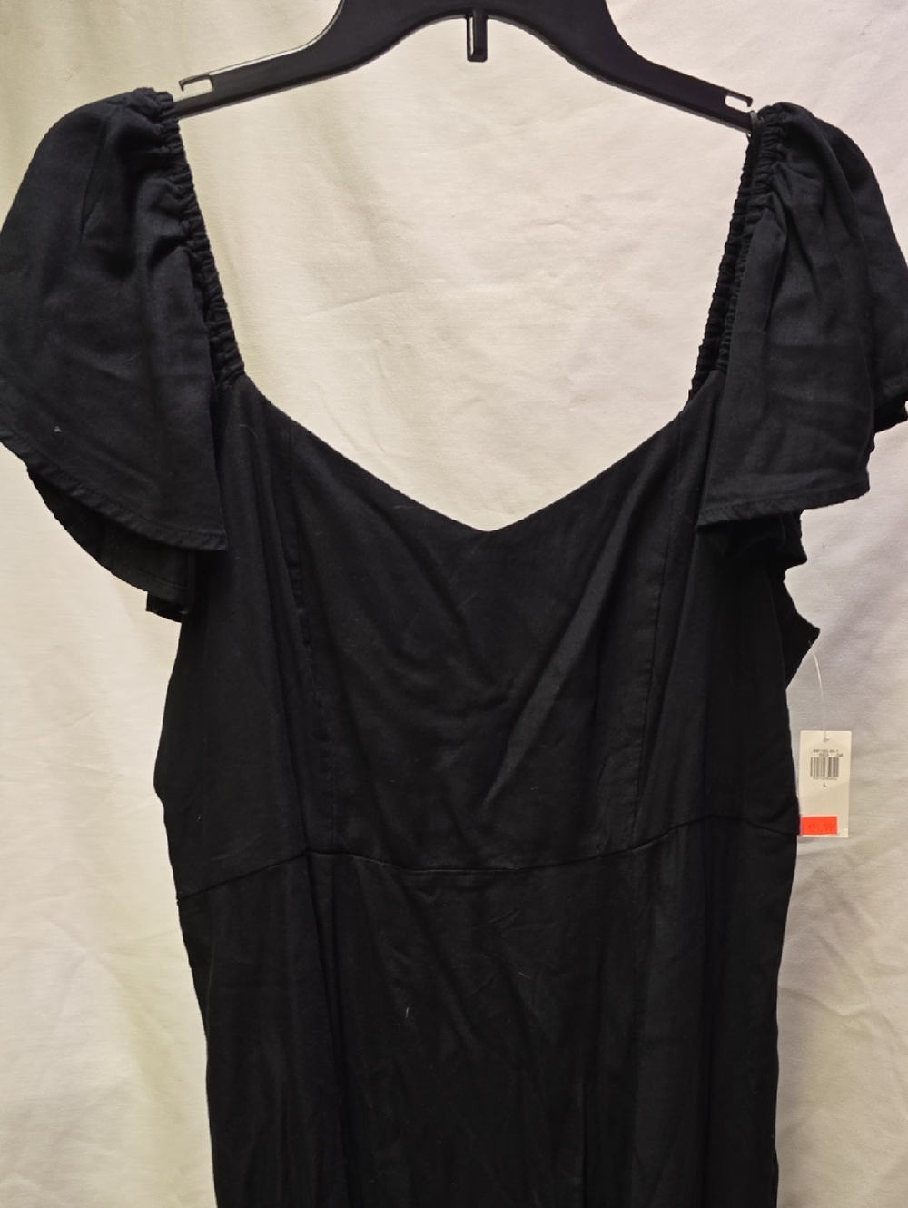 NWT Old Navy Black Midi Dress With Slit And Ruffle Sleeves - Large